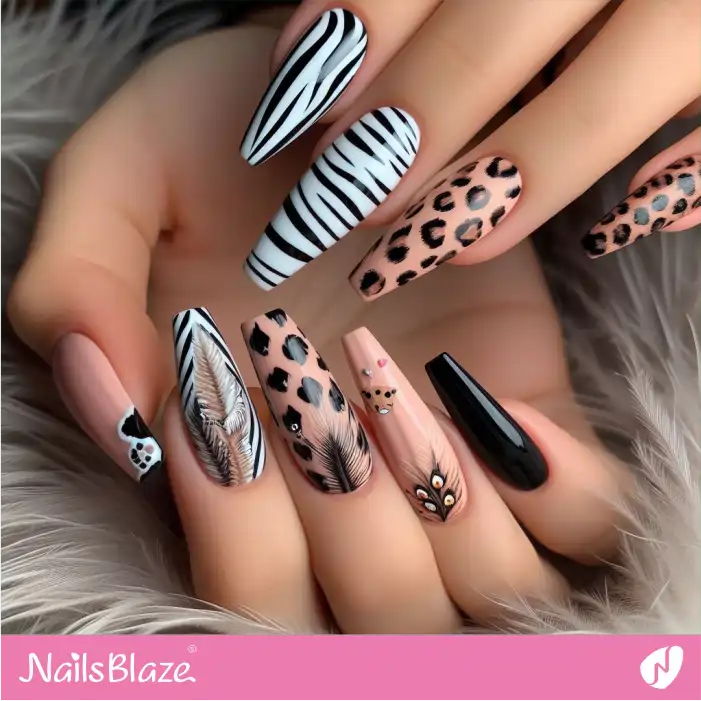 Zebra Print and Leopard Print Nails | Animal Print Nails - NB2565